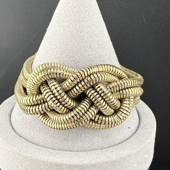 Adore Jewelry - Gold Tone Love Knot Bracelet Signed Adore Mesh Chain 7.5"